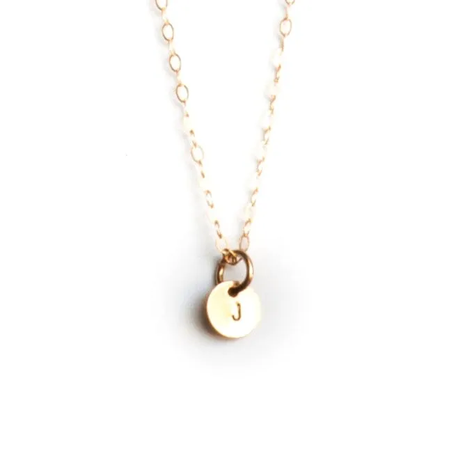 Tiny Initial Coin Necklace