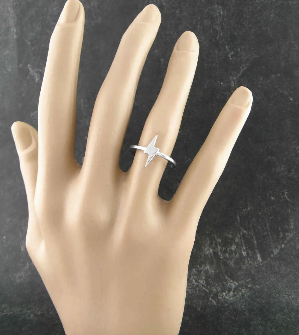 Two-Pointed Lightning Bolt Symbol Ring