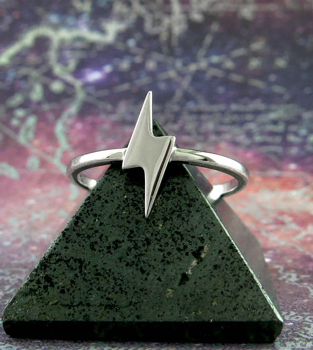 Two-Pointed Lightning Bolt Symbol Ring