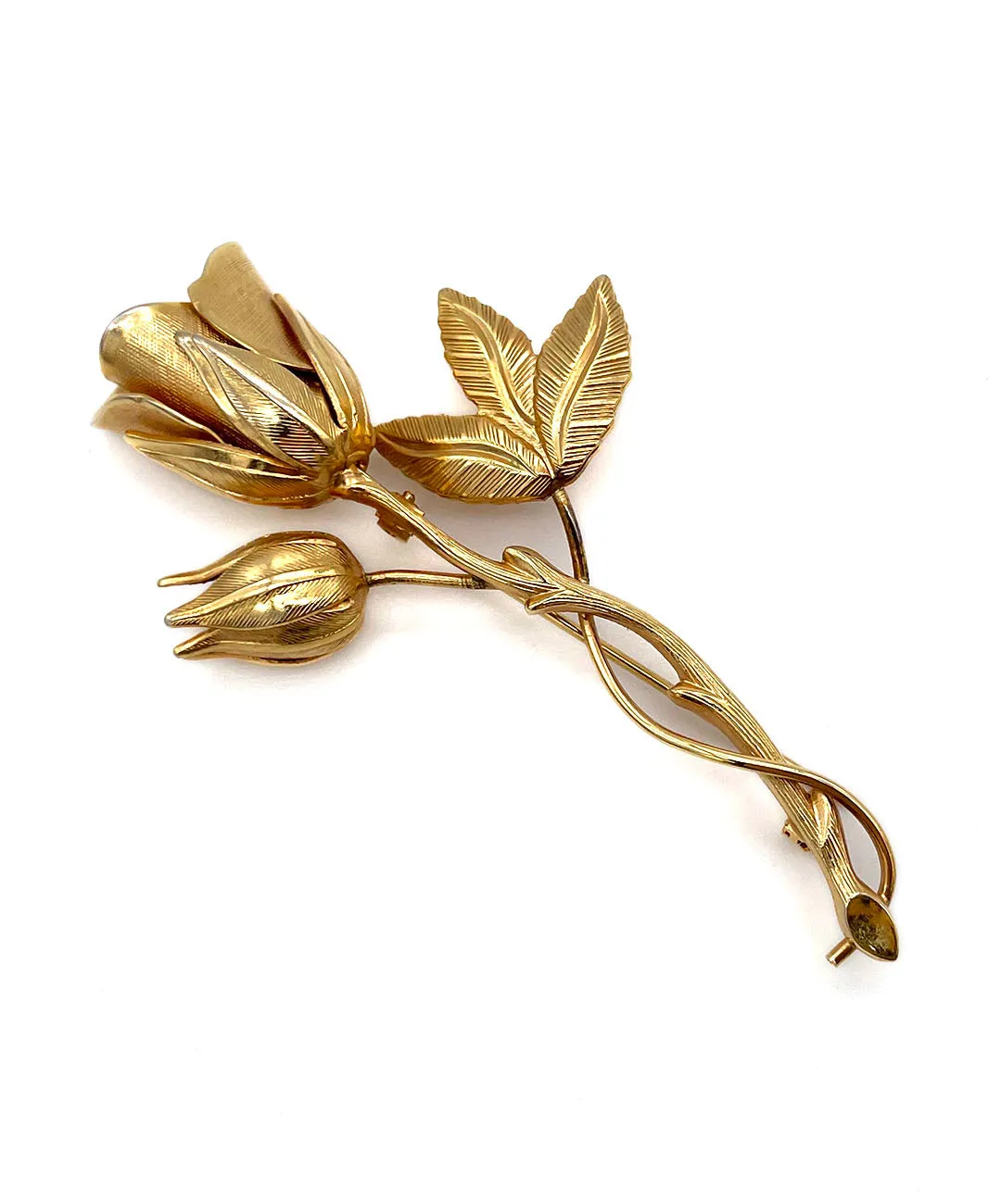 【USA輸入】 ヴィンテージ ゴールド ローズ ブローチ/Vintage Gold Rose Brooch