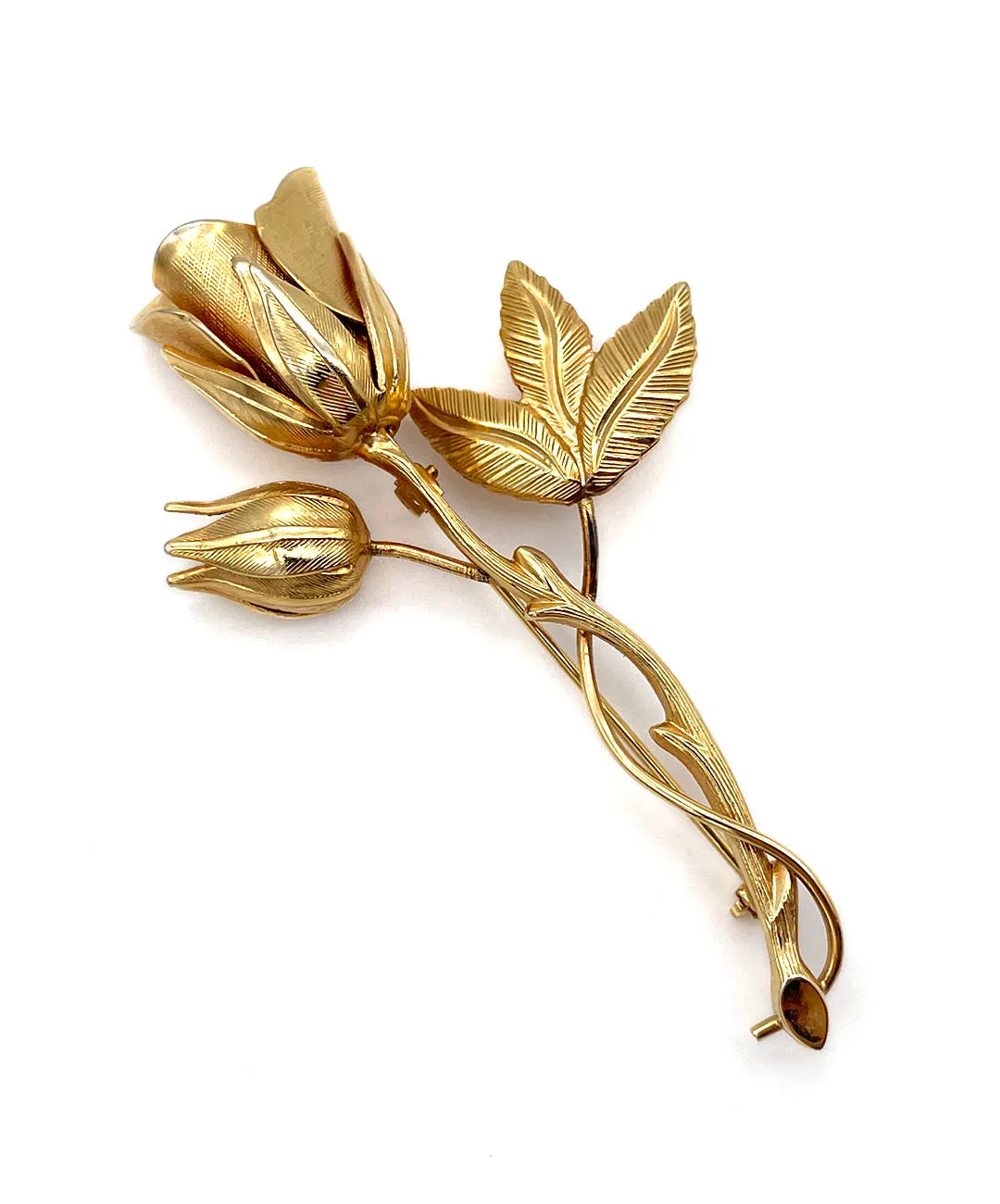 【USA輸入】 ヴィンテージ ゴールド ローズ ブローチ/Vintage Gold Rose Brooch