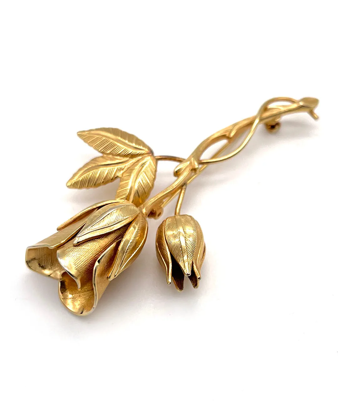 【USA輸入】 ヴィンテージ ゴールド ローズ ブローチ/Vintage Gold Rose Brooch