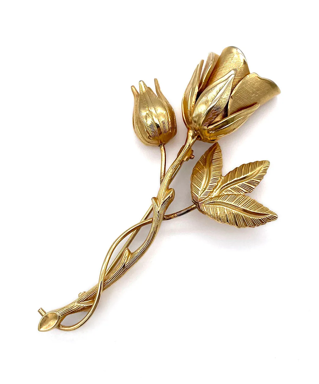 【USA輸入】 ヴィンテージ ゴールド ローズ ブローチ/Vintage Gold Rose Brooch