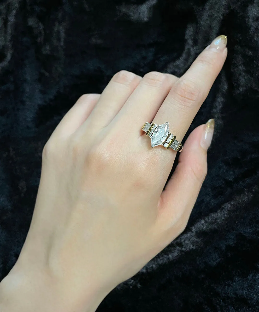 【USA輸入】ヴィンテージ クリア ビジュー リング/Vintage Clear Bijou Ring