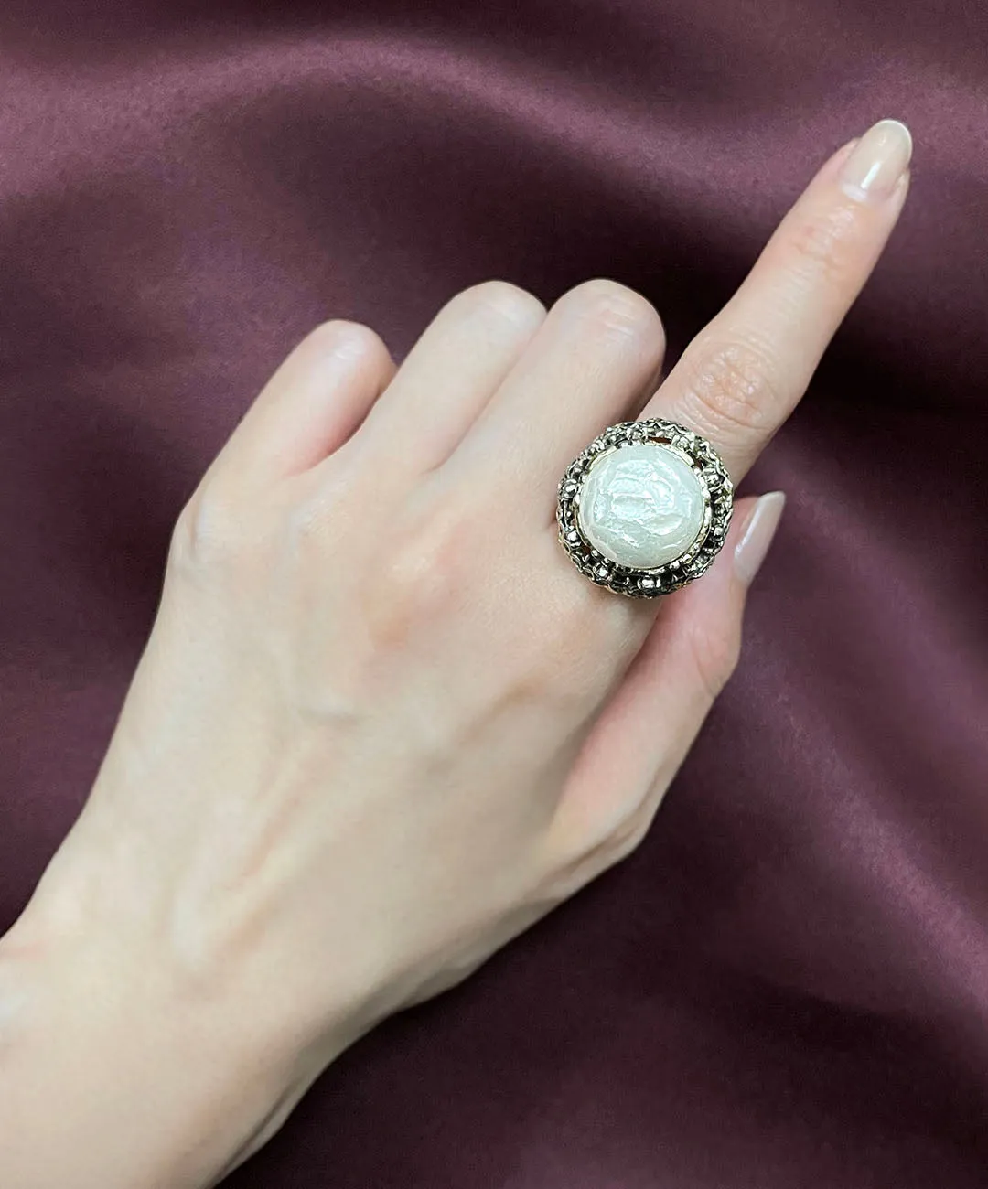 【USA輸入】ヴィンテージ パール テクスチャー リング/Vintage Pearl Texture Ring