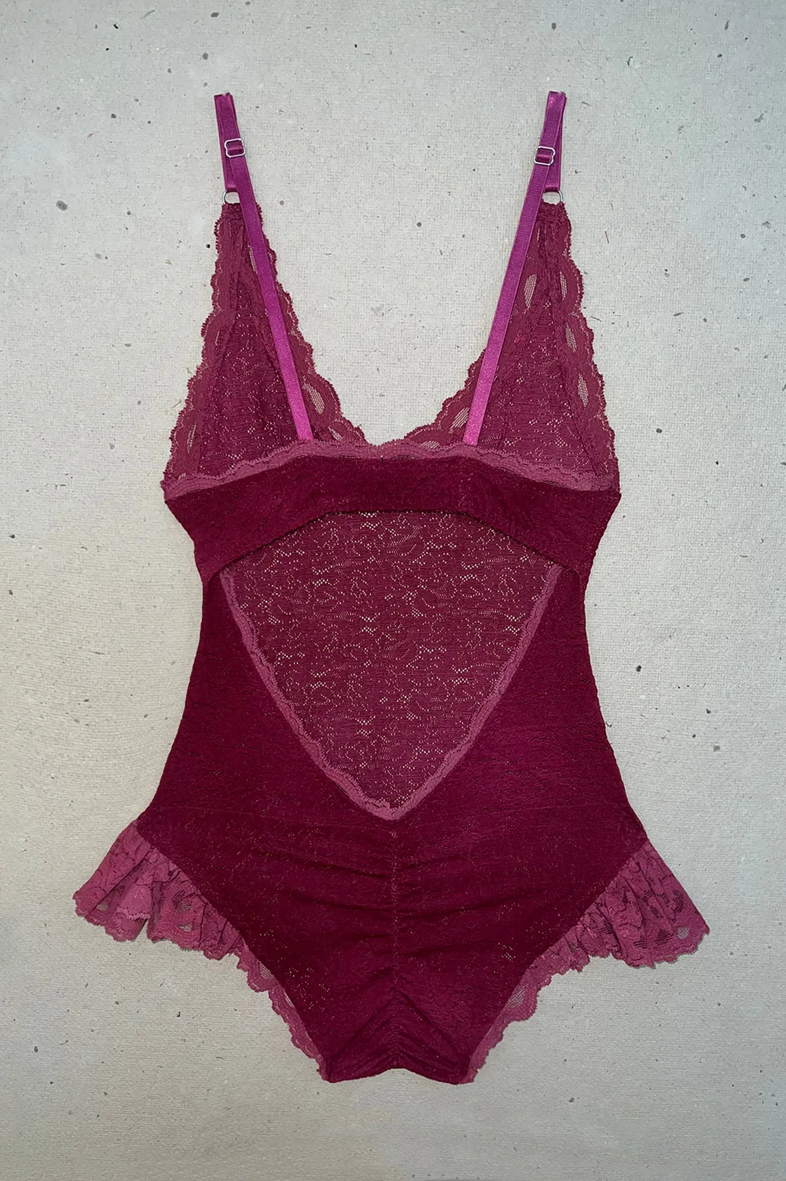 Verona Bodysuit in Ruby Vintage Surplus Lace (LOW STOCK)