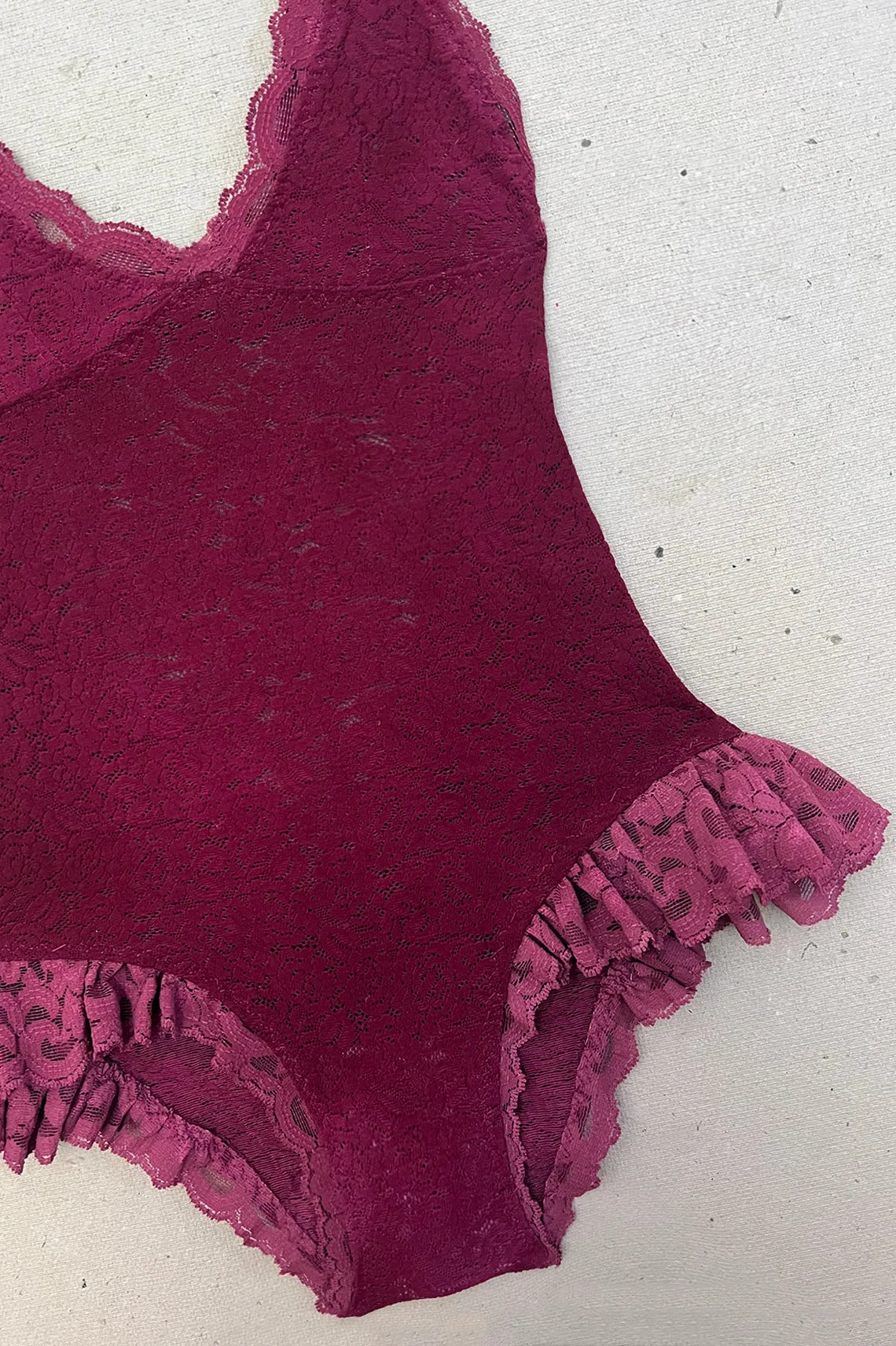 Verona Bodysuit in Ruby Vintage Surplus Lace (LOW STOCK)