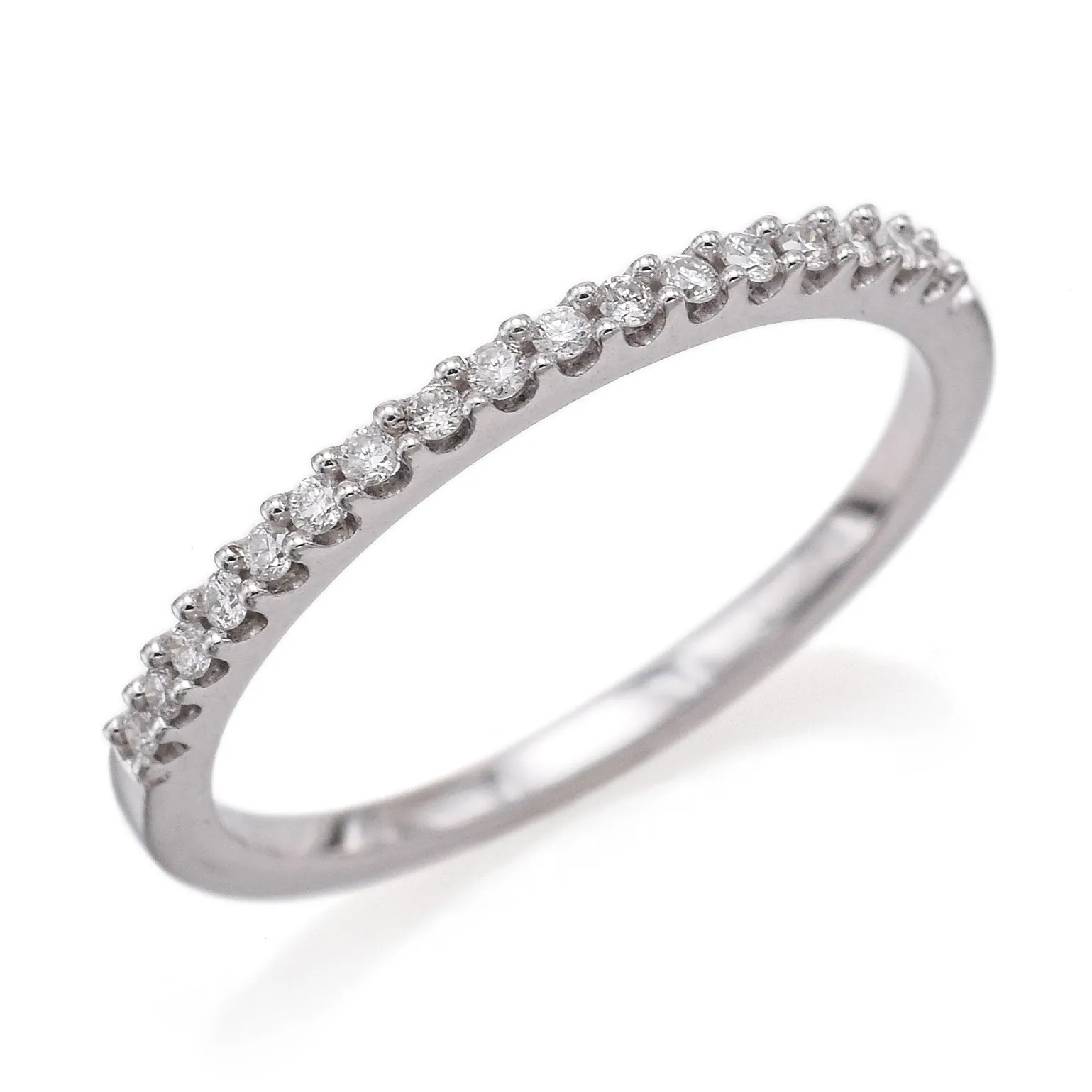 Vintage 10K White Gold 0.17 TCW Diamond Semi-Eternity Band Ring