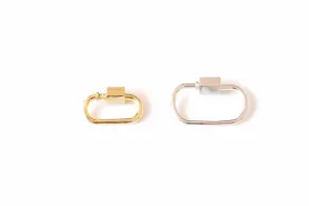 Wholesale Vermeil Gold or Sterling Silver Carabiner Pendant Clasp - 18k gold plated over 925 Silver Carabiner Screw Lock  19x12mm, 24x15mm