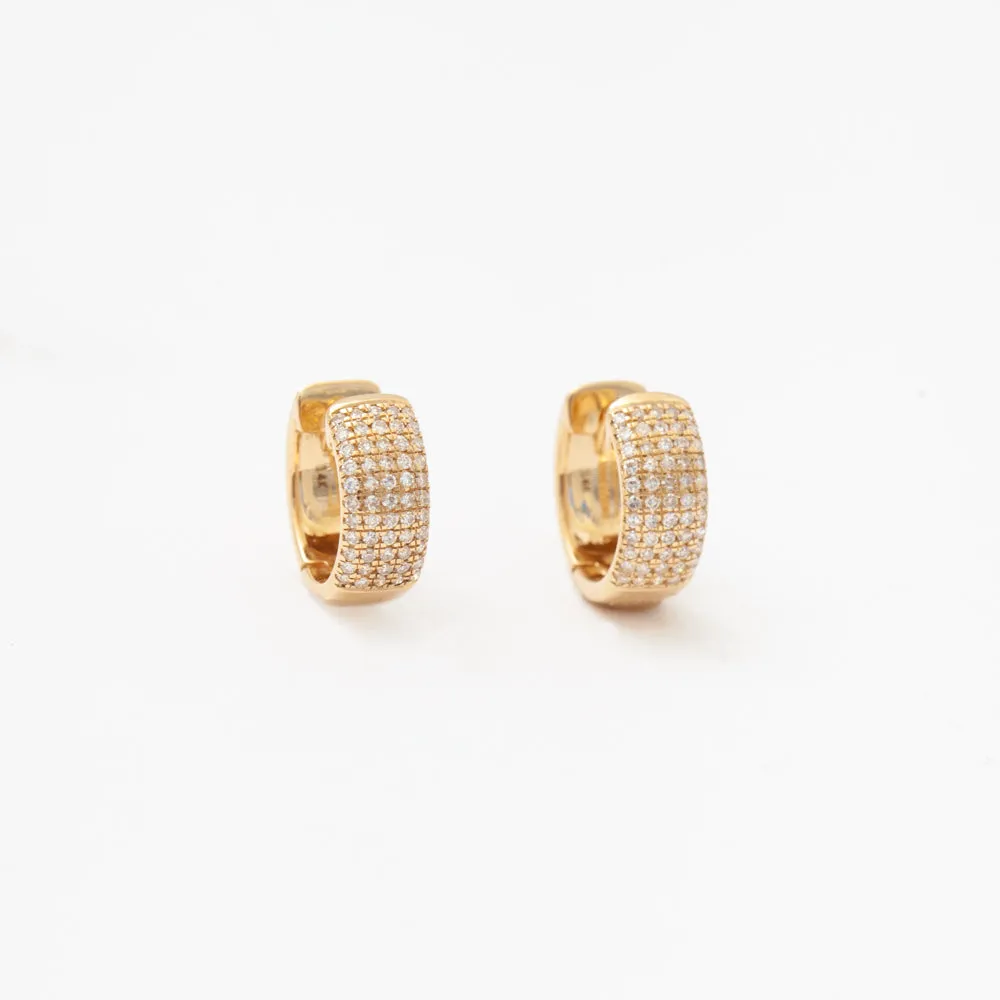 Wide Half Pavé Huggie Hoops