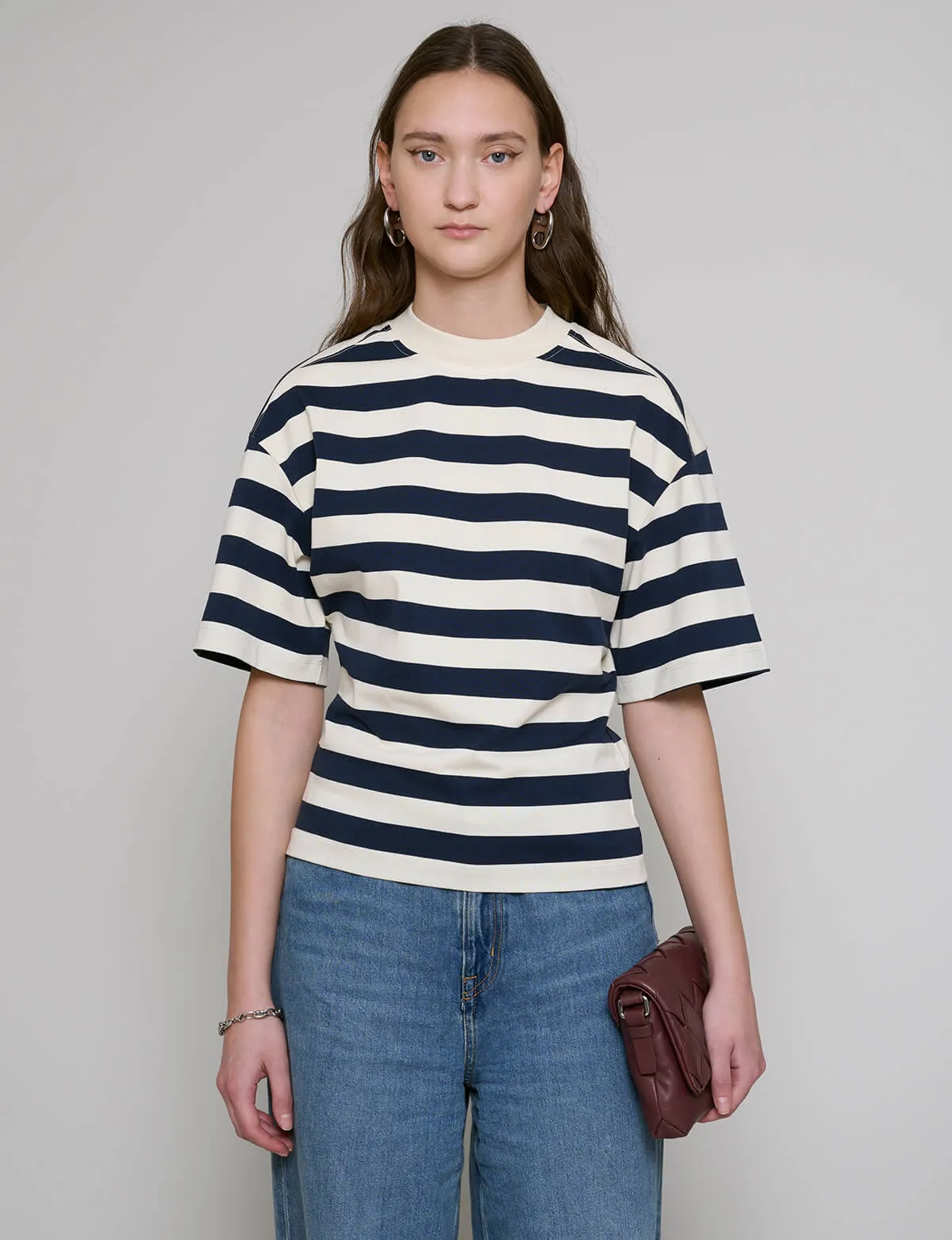 Wide Stripe Fitted Waist T-shirt