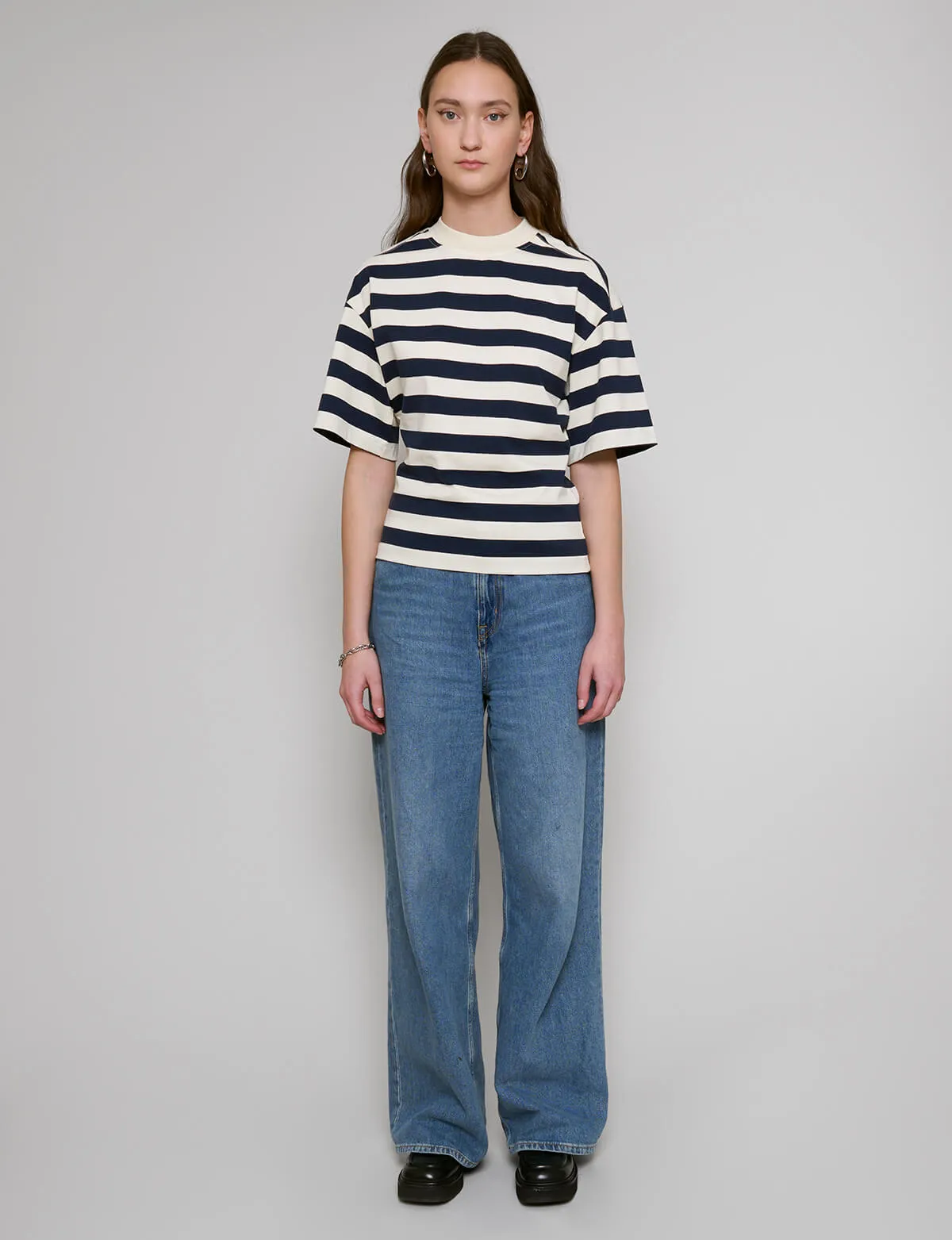 Wide Stripe Fitted Waist T-shirt