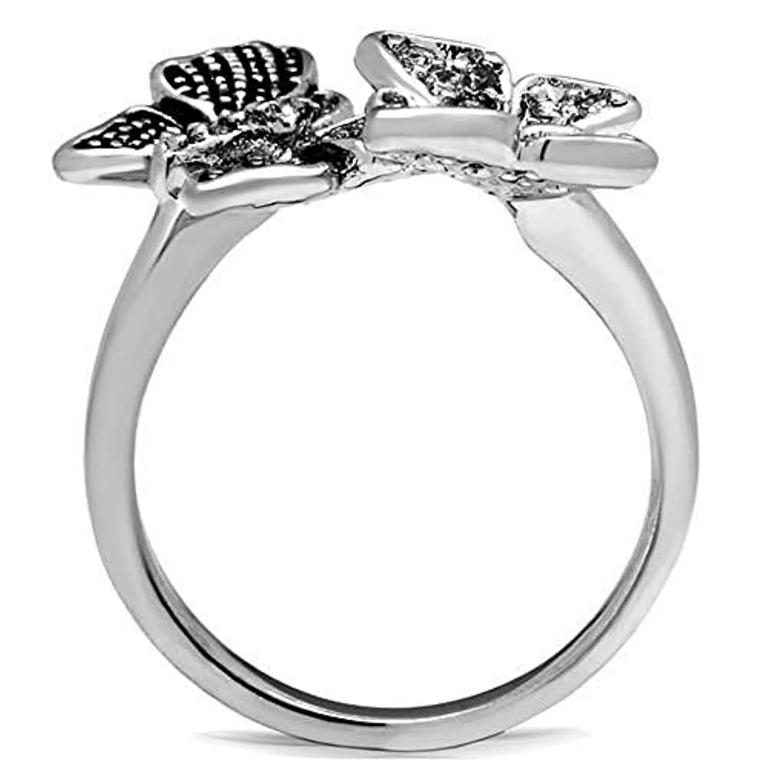 WildKlass Stainless Steel Ring High Polished Women AAA Grade CZ Clear