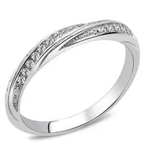 WildKlass Stainless Steel Ring High Polished Women AAA Grade CZ Clear