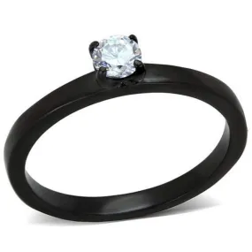 WildKlass Stainless Steel Ring IP Black Women AAA Grade CZ Clear