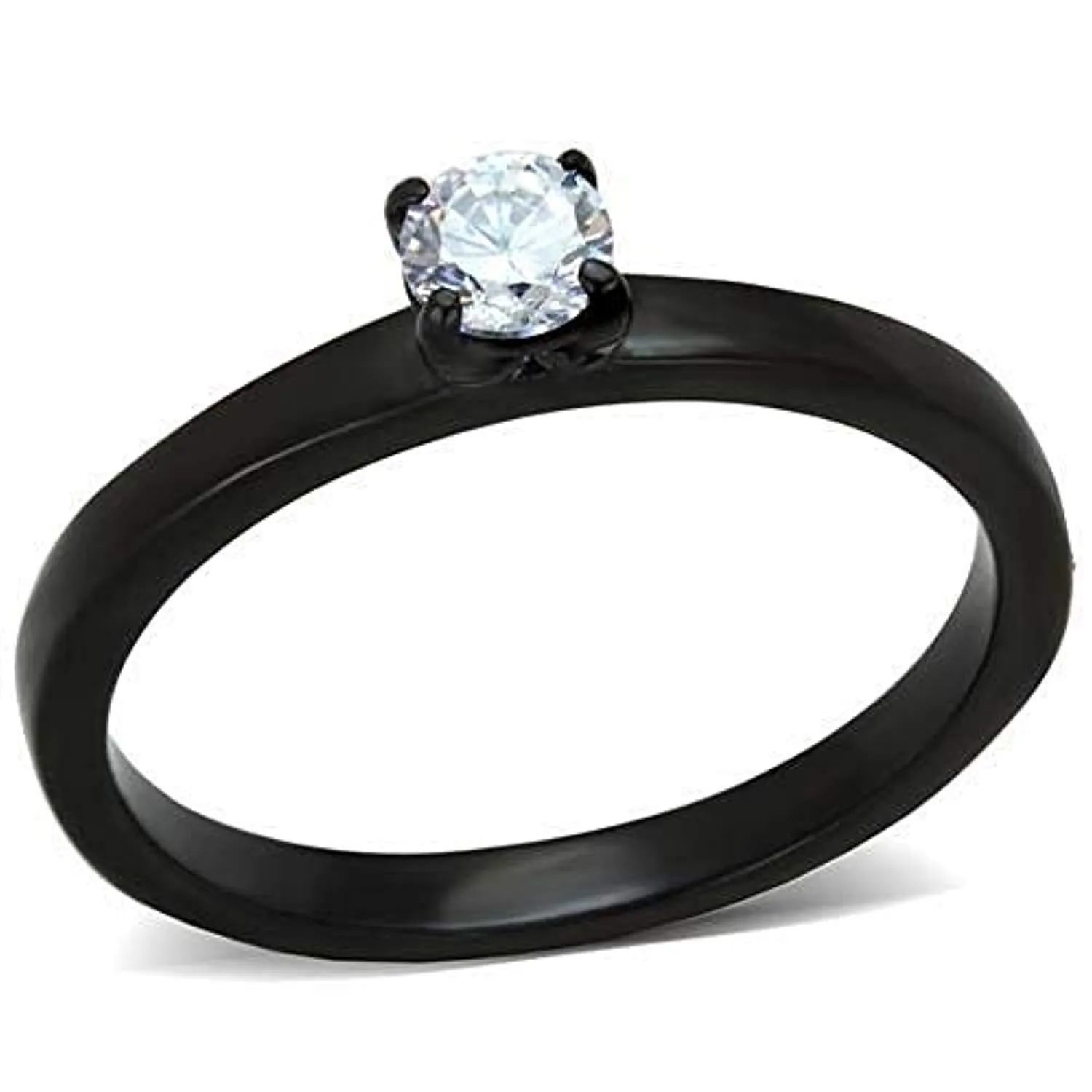 WildKlass Stainless Steel Ring IP Black Women AAA Grade CZ Clear