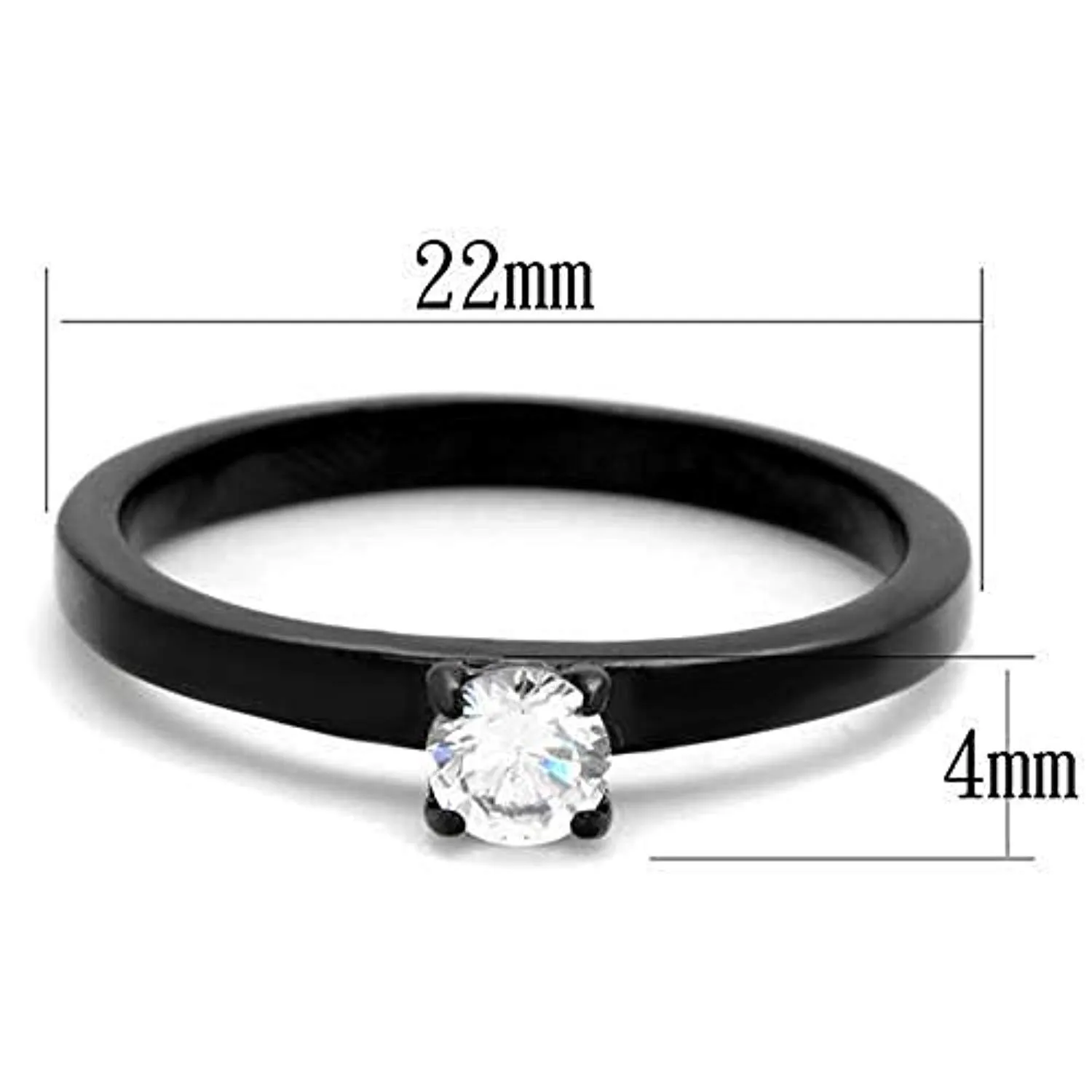 WildKlass Stainless Steel Ring IP Black Women AAA Grade CZ Clear