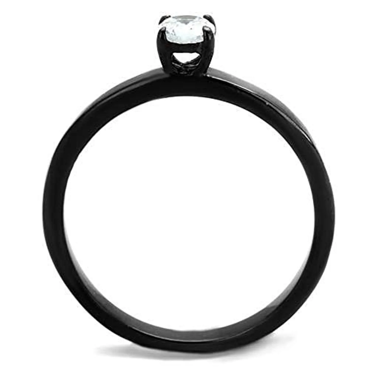 WildKlass Stainless Steel Ring IP Black Women AAA Grade CZ Clear