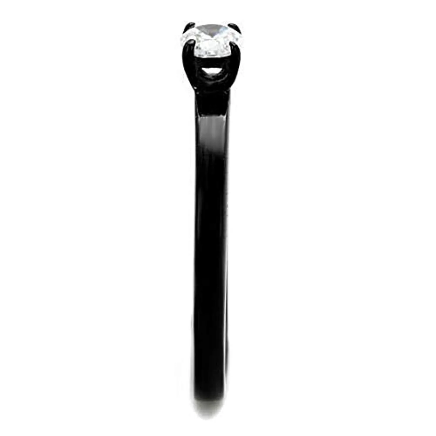 WildKlass Stainless Steel Ring IP Black Women AAA Grade CZ Clear