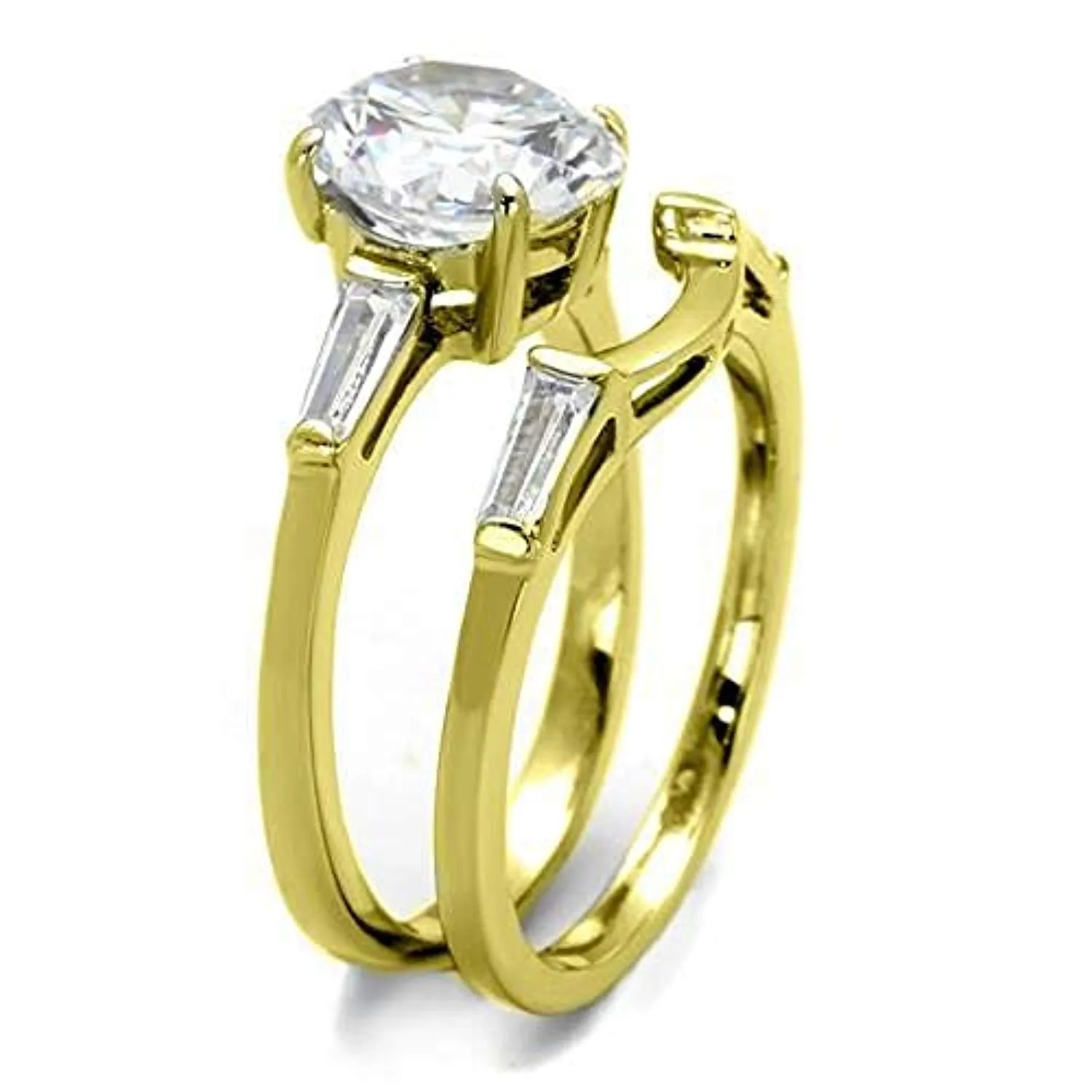 WildKlass Stainless Steel Ring IP Gold Women AAA Grade CZ Clear