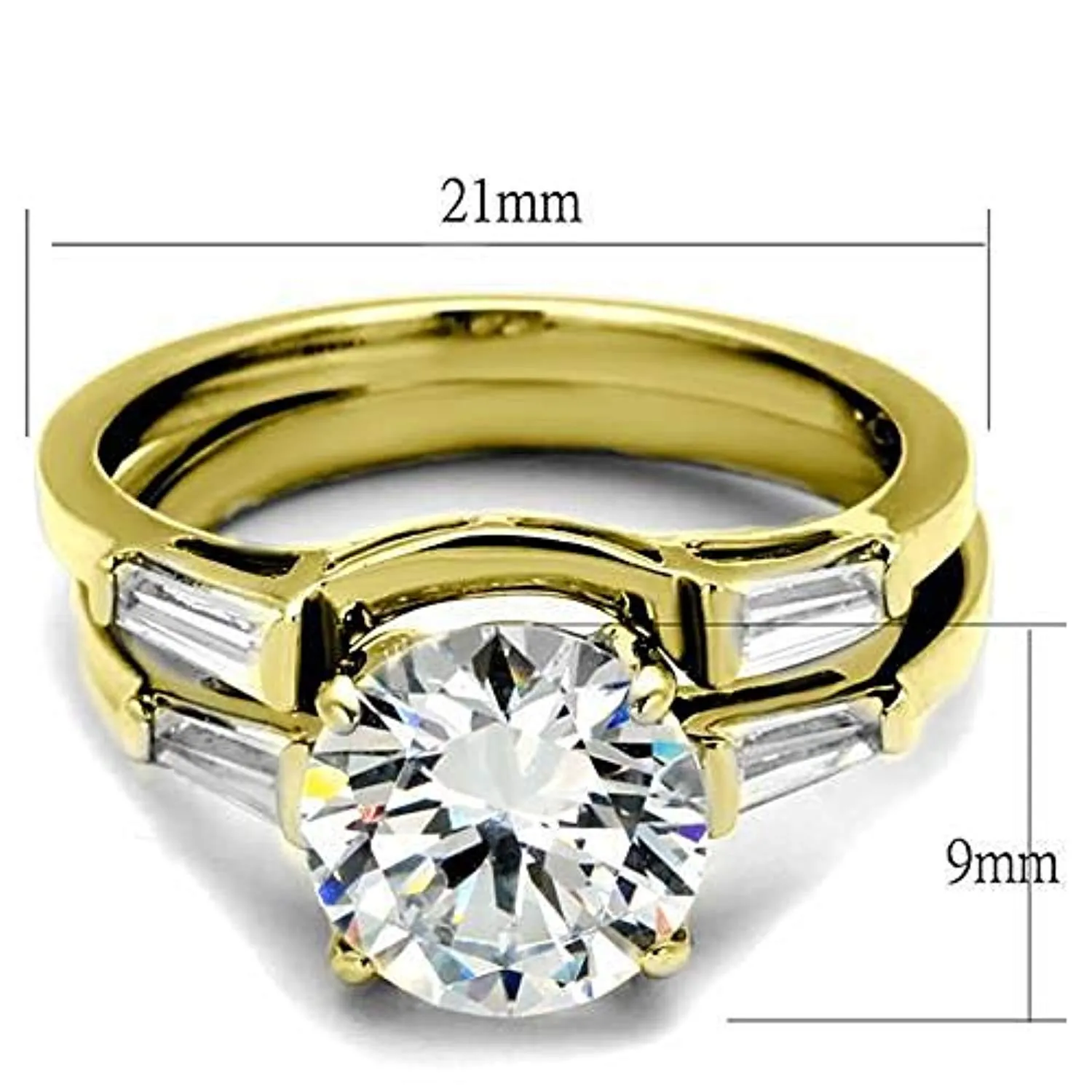 WildKlass Stainless Steel Ring IP Gold Women AAA Grade CZ Clear