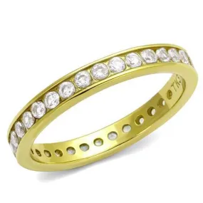 WildKlass Stainless Steel Ring IP Gold Women AAA Grade CZ Clear