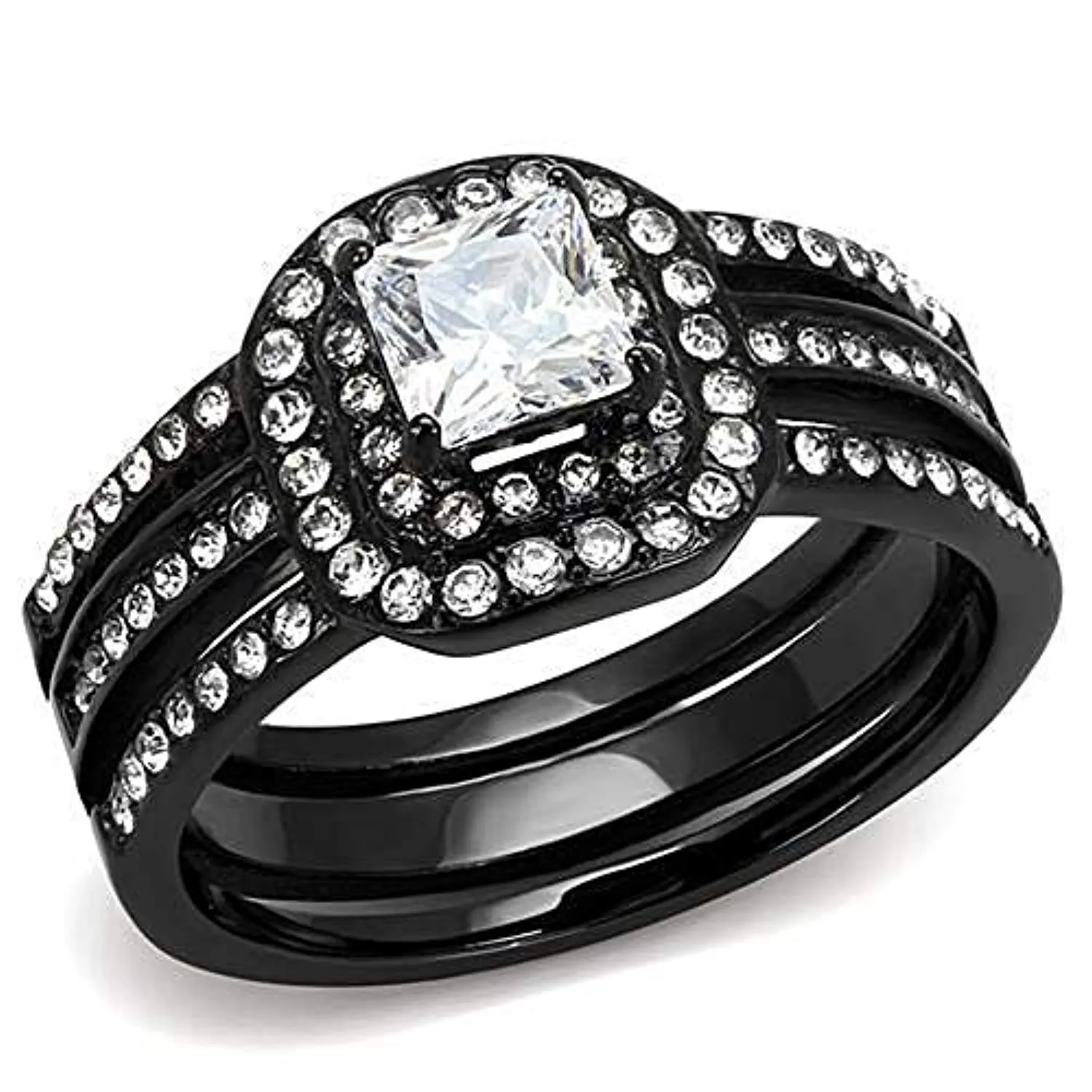 WildKlass Stainless Steel Ring IP Women AAA Grade CZ Clear