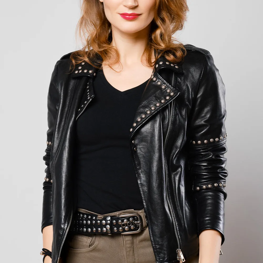 Women's Studded Leather Jacket | KC Leather Signature Range - Cassie