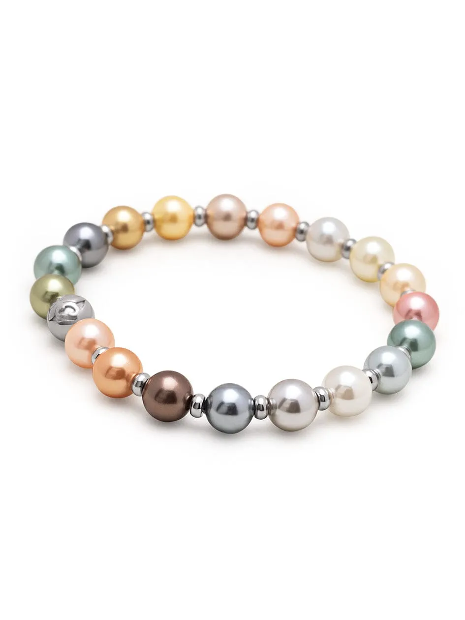 Wristband with Pastel Pearls and Silver