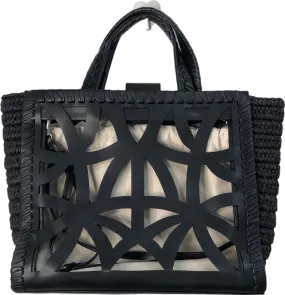 ZARA Black Die Cut Leather Tote Bag One Size