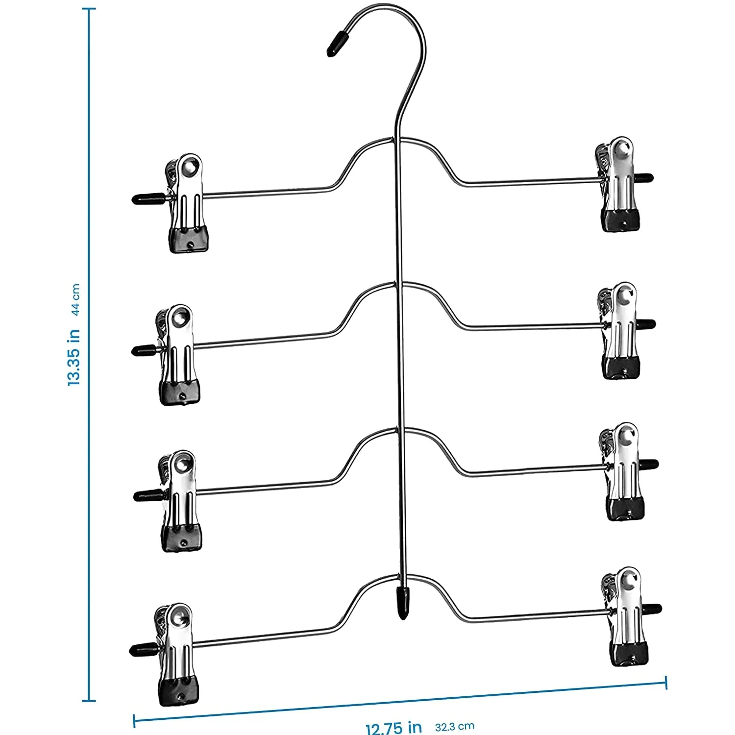 Zober 4-Tier Skirt, Pants Hangers with Clips - Metal, Non-Slip Space Saving, Adjustable Clips & Swivel Hooks for Women (3-Pack)