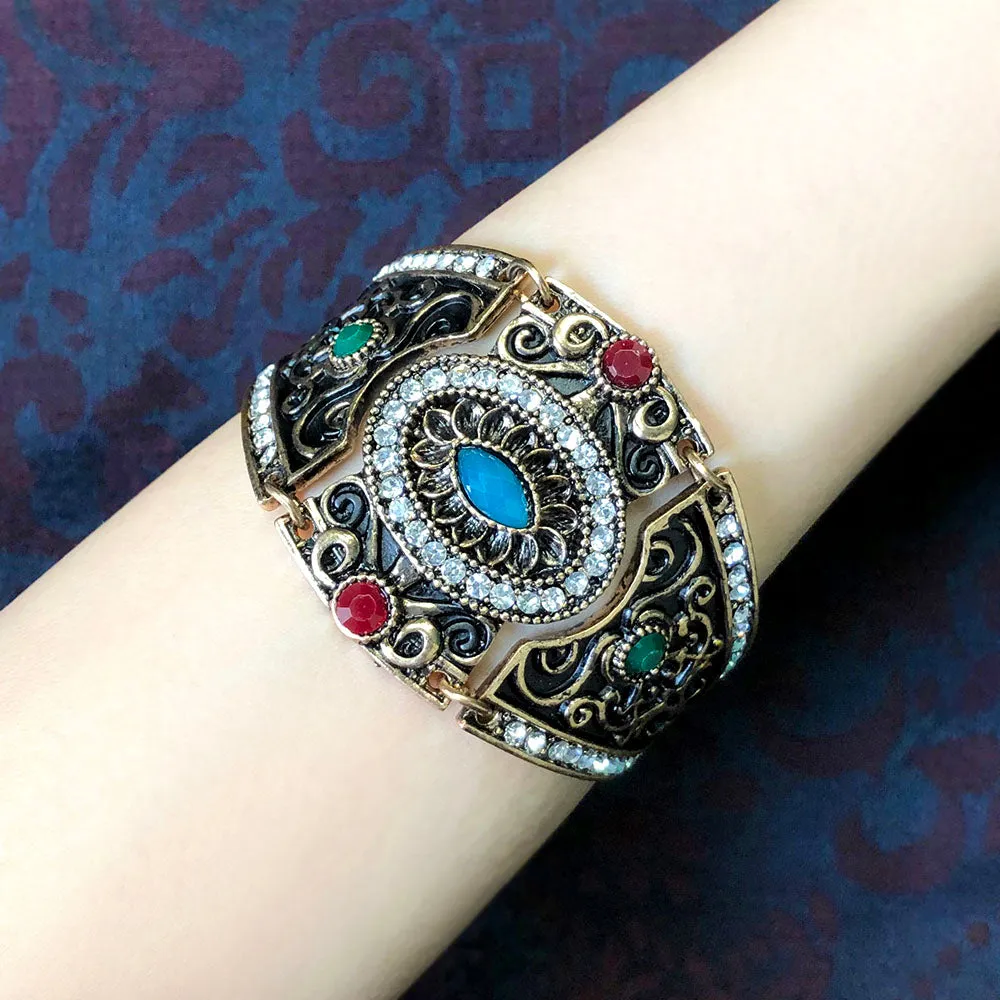 【カナダ輸入】ヴィンテージ エキゾチック ラインストーン ブレスレット/Vintage Exotic Rhinestones Bracelet